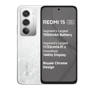 redmi 15 5g midnight black 6gb + 128gb | segment's largest 7000maha battery | segment's largest display 17.53cm(6.9) up to 144hz | snapdragon 6s gen 3 | 18w reverse charging | 50mp ai dual camera